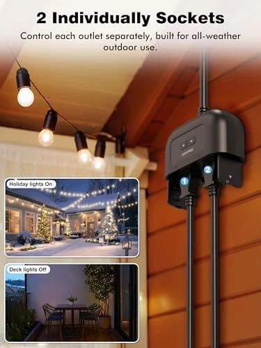 Outdoor Smart Plug with Dual Independently Controlled Outlets — Smart Plug, EIGHTREE