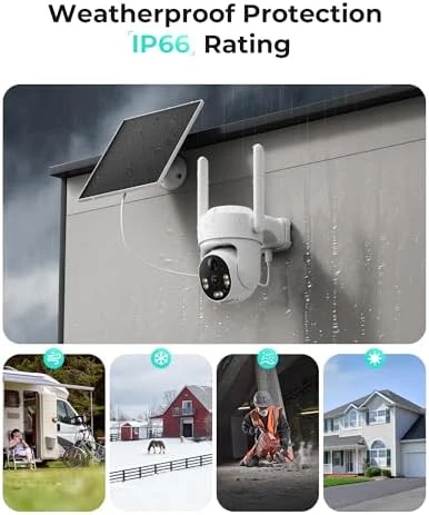 4G LTE Cellular Security Camera Outdoor, Solar Powered, 2K Color Night Vision, 360° PTZ, PIR Motion Detection, 2 Pack — Security Camera, LIWAN