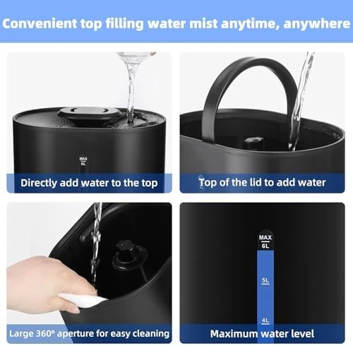 6 Gallon Humidifier with Cool and Warm Mist — Essential Oil Diffuser, Coolfiqu