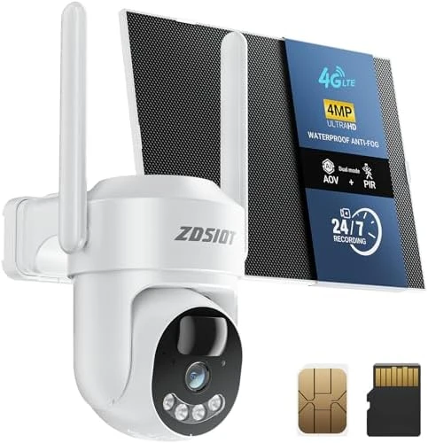 Cellular Security Camera with Solar Power and 360-Day Data — Security Camera, ZDSIOT