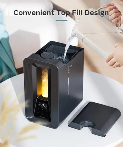 Cool Mist Top Fill Humidifier with Aroma Diffuser, Humidistat, Night Light — Humidifier, BREEZOME