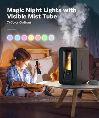Cool Mist Top Fill Humidifier with Aroma Diffuser, Humidistat, Night Light — Humidifier, BREEZOME