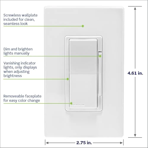 Decora Smart Phase Selectable Dimmer Switch — Smart Switch, Leviton