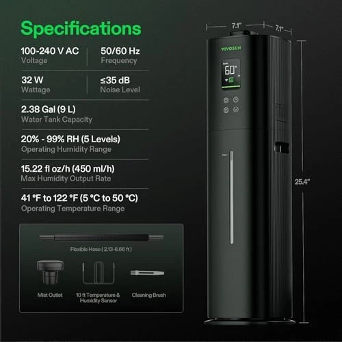 Intelligent Wi-Fi Humidifier with Temperature and Humidity Probe — Humidifier, VIVOSUN