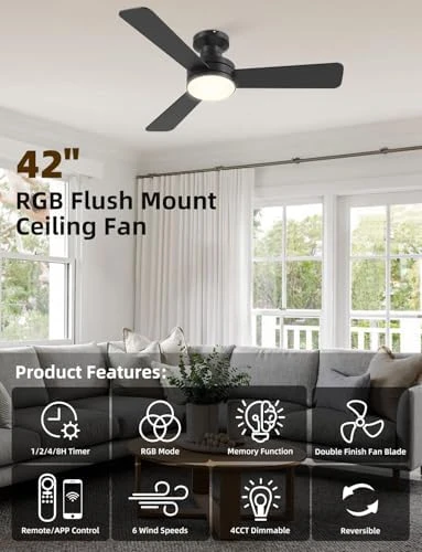 RGB Ceiling Fan with Light — Smart Fan, Homlit