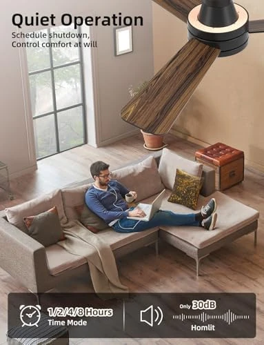 RGB Ceiling Fan with Light — Smart Fan, Homlit