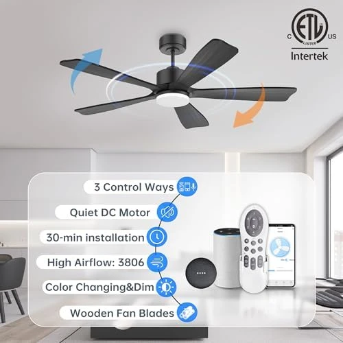 Smart Ceiling Fan with Lights — Smart Fan, GentleBreeze