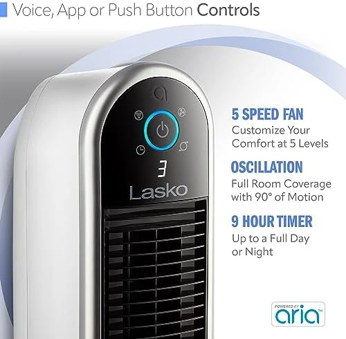 Smart Oscillating Tower Fan — Smart Fan, Lasko