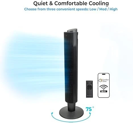 Smart Wi-Fi Oscillating Tower Fan — Smart Fan, Comfort Zone