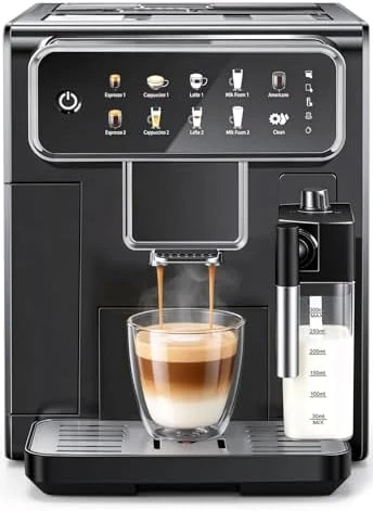Automatic Espresso Machine with Grinder and Milk Frother — Coffee Maker, LINKLIFE