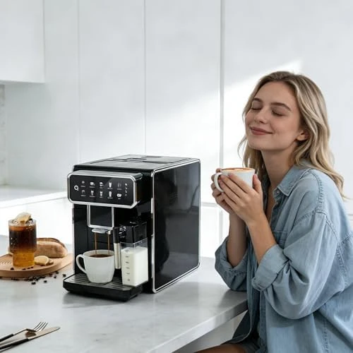 Automatic Espresso Machine with Grinder and Milk Frother — Coffee Maker, LINKLIFE
