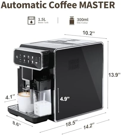 Automatic Espresso Machine with Grinder and Milk Frother — Coffee Maker, LINKLIFE