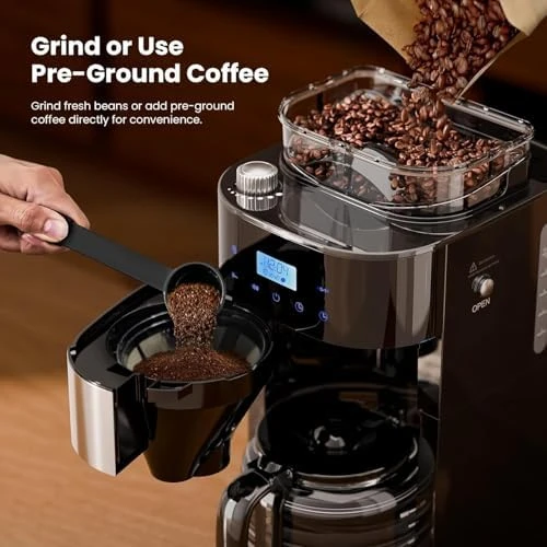Digital Drip Coffee Maker with Built-In Grinder — Coffee Maker, Kismile