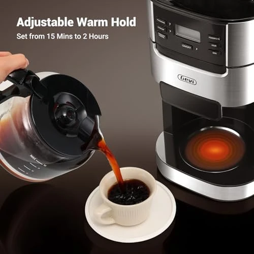 Drip Coffee Maker with Built-in Burr Grinder & Programmable Timer — Coffee Maker, Gevi