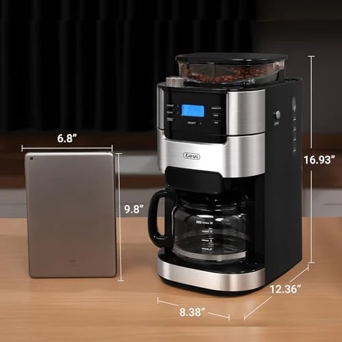 Drip Coffee Maker with Built-in Burr Grinder & Programmable Timer — Coffee Maker, Gevi