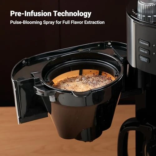 Drip Coffee Maker with Built-in Burr Grinder & Programmable Timer — Coffee Maker, Gevi