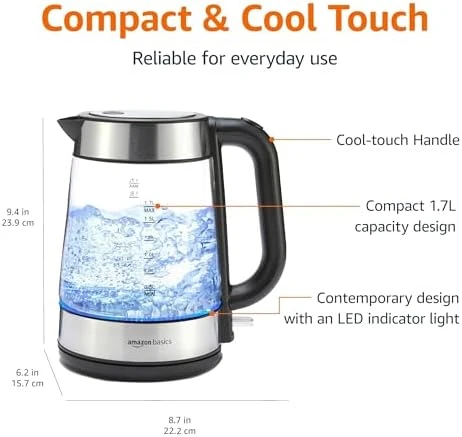 Electric Kettle with Glass Carafe — Electric Kettle, Amazon Basics