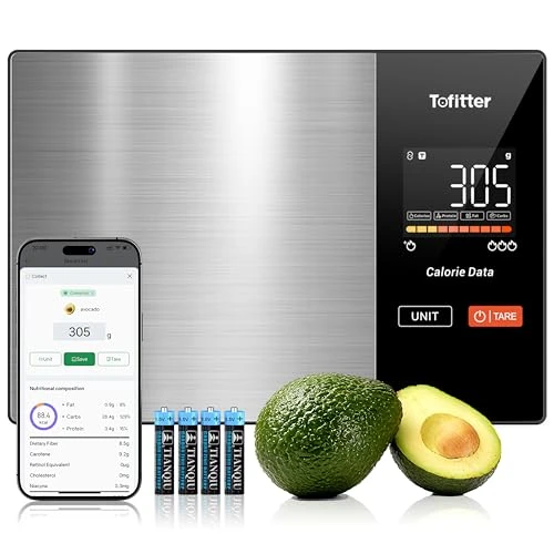 Kitchen Scales Food Scales Calorie Counting Nutrition Food Scale with Free App & Bluetooth Tracks 20 Nutrients — Smart Scale, Tofitter
