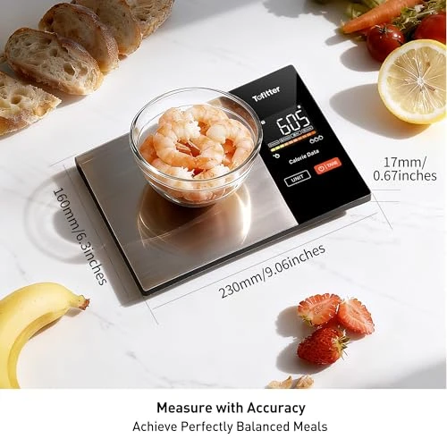 Kitchen Scales Food Scales Calorie Counting Nutrition Food Scale with Free App & Bluetooth Tracks 20 Nutrients — Smart Scale, Tofitter