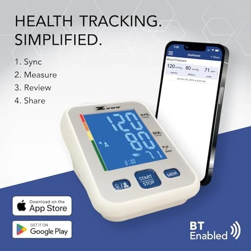 Premium Automatic Blood Pressure Monitor with Bluetooth and Extra-Large Display — Blood Pressure Monitor, Zewa