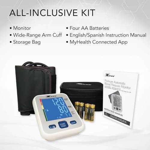 Premium Automatic Blood Pressure Monitor with Bluetooth and Extra-Large Display — Blood Pressure Monitor, Zewa