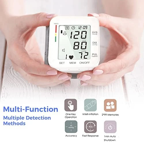 Wrist Blood Pressure Monitor with Large LCD Display, Adjustable Cuff, Automatic Memory, and Carrying Case — Blood Pressure Monitor, MMIZOO