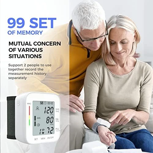 Wrist Blood Pressure Monitor with Large LCD Display, Adjustable Cuff, Automatic Memory, and Carrying Case — Blood Pressure Monitor, MMIZOO