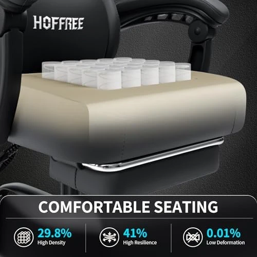 3D Kneading Massage Gaming Chair with Heated Lumbar Support and Footrest — Smart Chairs, HOFFREE