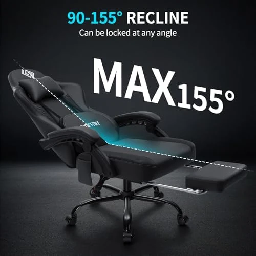 3D Kneading Massage Gaming Chair with Heated Lumbar Support and Footrest — Smart Chairs, HOFFREE