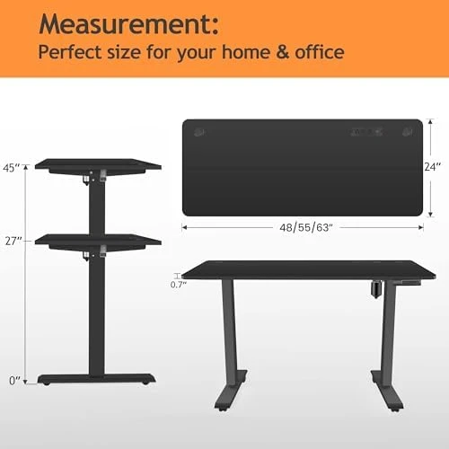 Adjustable Height Computer Desk with Wheels and Charging Station — Standing Desk, Legooin