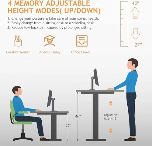 Adjustable Height Computer Desk with Wheels and Charging Station — Standing Desk, Legooin