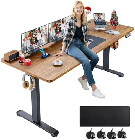 Electric Adjustable Height Standing Desk with Large Mouse Pad — Standing Desk, farexon