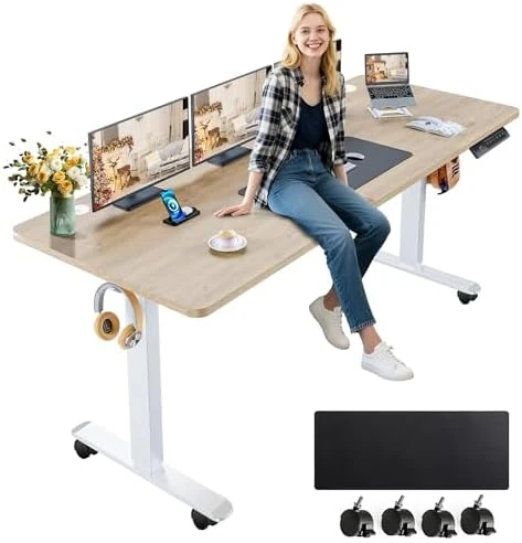 Electric Adjustable Height Standing Desk with Large Mouse Pad — Standing Desk, farexon