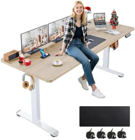 Electric Adjustable Height Standing Desk with Large Mouse Pad — Standing Desk, farexon