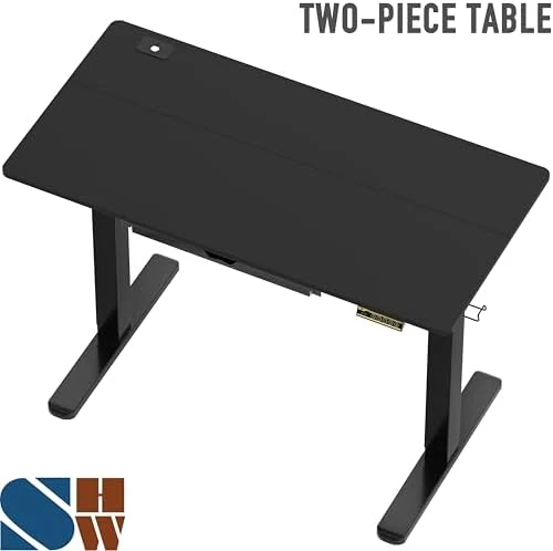 Electric Height Adjustable Standing Desk with Drawer, Memory Preset and Cable Management Tray — Standing Desk, SHW