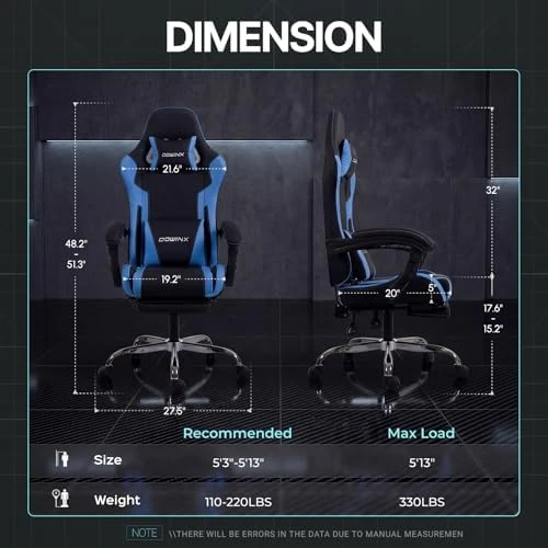 Ergonomic Gaming Chair with Massage Lumbar Support, Footrest, and Adjustable Headrest — Smart Chairs, Dowinx