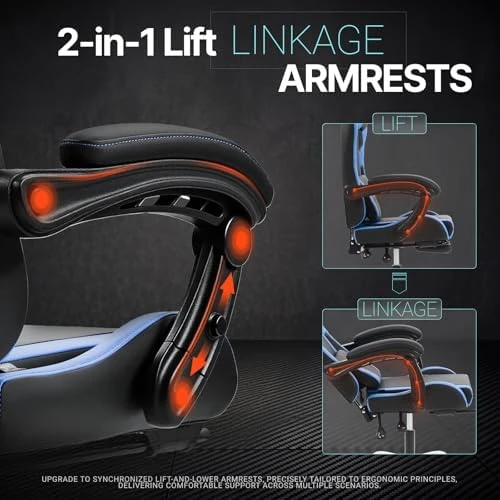 Ergonomic Gaming Chair with Massage Lumbar Support, Footrest, and Adjustable Headrest — Smart Chairs, Dowinx