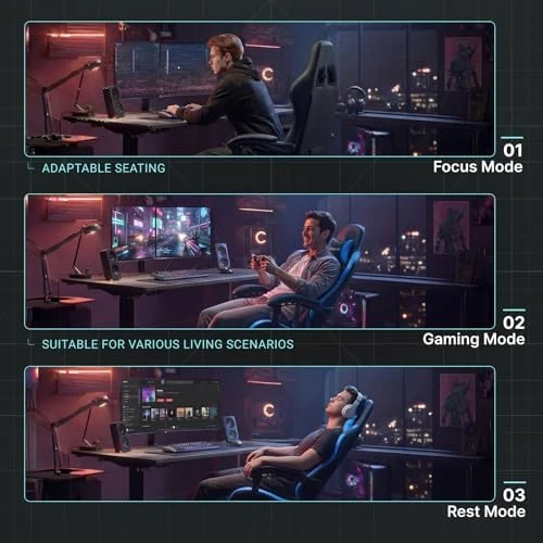 Ergonomic Gaming Chair with Massage Lumbar Support, Footrest, and Adjustable Headrest — Smart Chairs, Dowinx