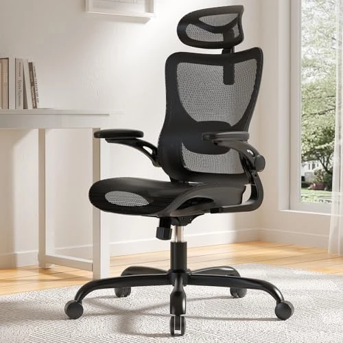 Ergonomic Mesh Office Chair with Lumbar Support, Headrest, and Flip-Up Armrests — Smart Chairs, Marsail