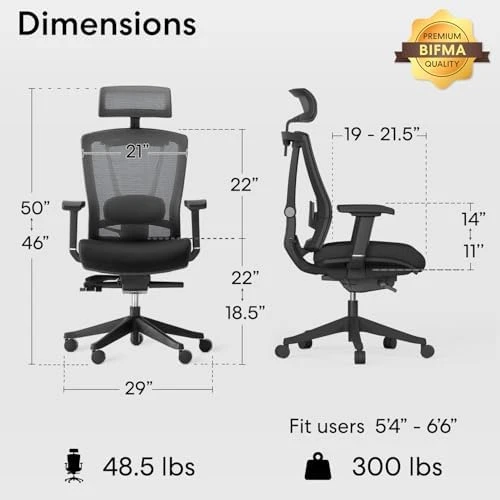 Ergonomic Office Chair with Adjustable Lumbar Support and Headrest — Smart Chairs, Autonomous