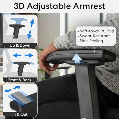 Ergonomic Office Chair with Adjustable Lumbar Support and Headrest — Smart Chairs, Autonomous