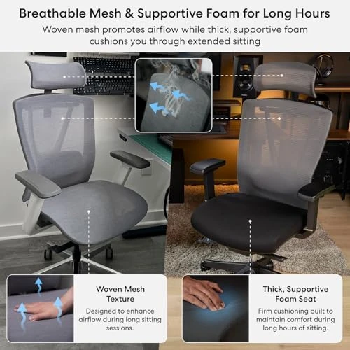 Ergonomic Office Chair with Adjustable Lumbar Support and Headrest — Smart Chairs, Autonomous