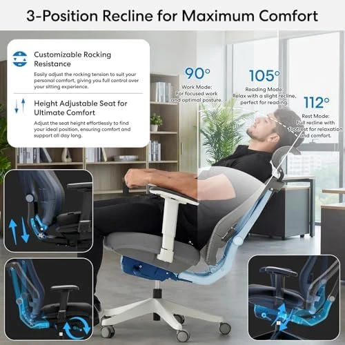 Ergonomic Office Chair with Adjustable Lumbar Support and Headrest — Smart Chairs, Autonomous