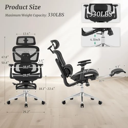 Ergonomic Office Chair with Footrest — Smart Chairs, Cozyman