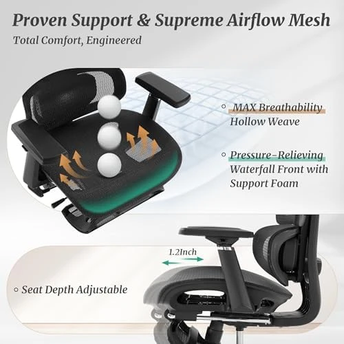 Ergonomic Office Chair with Footrest — Smart Chairs, Cozyman