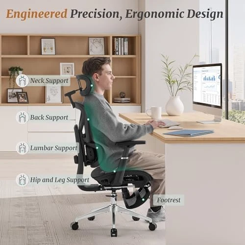 Ergonomic Office Chair with Footrest — Smart Chairs, Cozyman