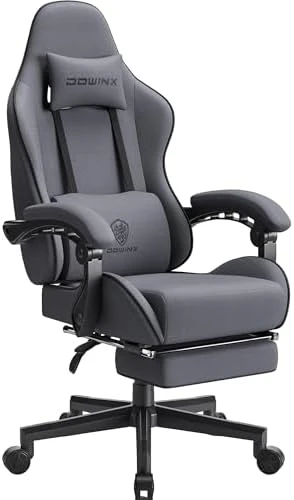 Fabric Gaming Chair with Pocket Spring Cushion, Massage, and Footrest — Smart Chairs, Dowinx