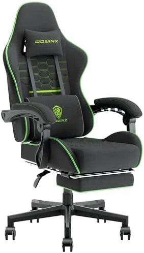 Fabric Gaming Chair with Pocket Spring Cushion, Massage, and Footrest — Smart Chairs, Dowinx
