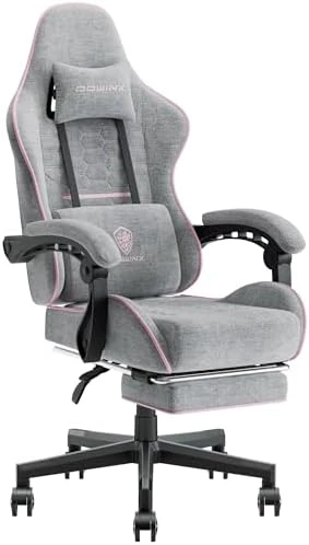 Fabric Gaming Chair with Pocket Spring Cushion, Massage, and Footrest — Smart Chairs, Dowinx
