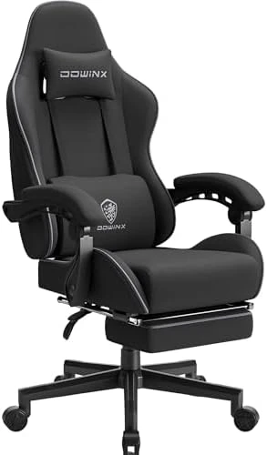 Fabric Gaming Chair with Pocket Spring Cushion, Massage, and Footrest — Smart Chairs, Dowinx